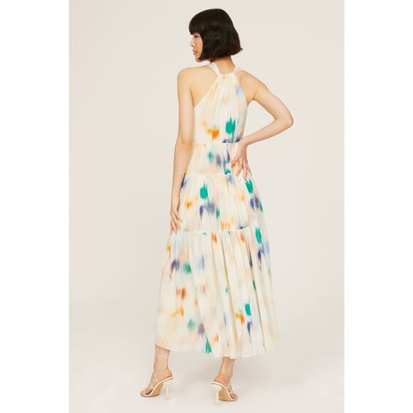 Joie Marcy Cream Tie Dye Printed Keyhole Sleeveless Halter Midi Dress Size XS - Picture 3 of 15